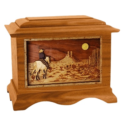 Horse Moon Mahogany Cremation Urn