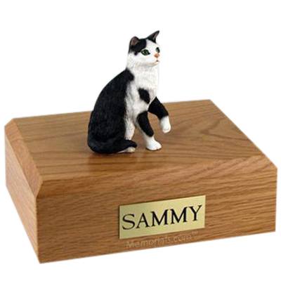 Tabby Black White Sitting X Large Cat Cremation Urn