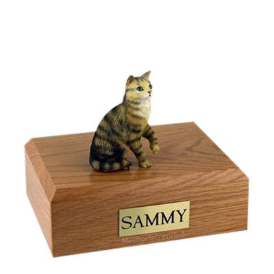 Tabby Brown Sitting Large Cat Cremation Urn