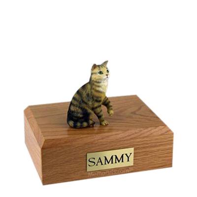 Tabby Brown Sitting Medium Cat Cremation Urn