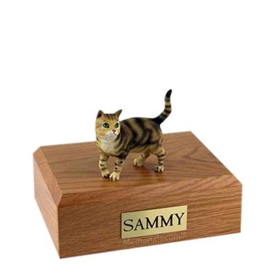 Tabby Brown Standing Medium Cat Cremation Urn