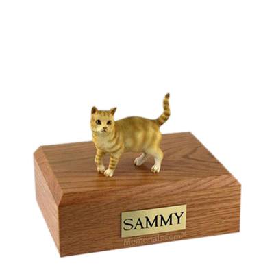 Tabby Red Standing Medium Cat Cremation Urn