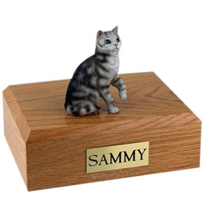 Tabby Silver Sitting X Large Cat Cremation Urn