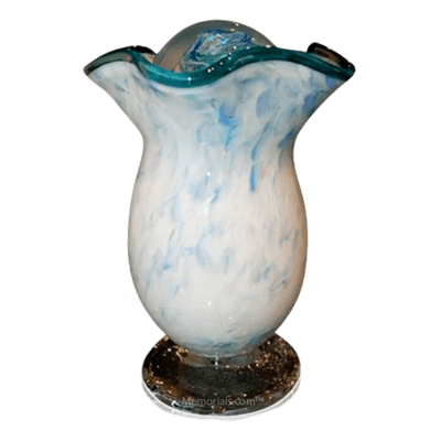 Teal Cloud Glass Companion Cremation Urn