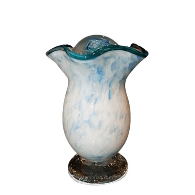 Teal Cloud Glass Keepsake Cremation Urn