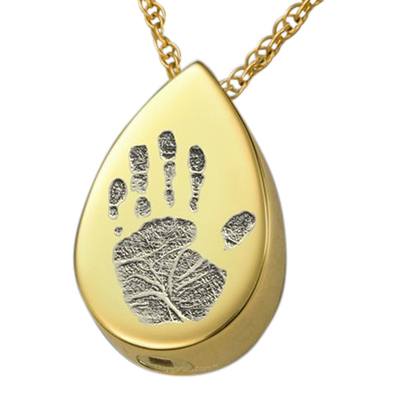 Tear Drop 14k Gold Cremation Print Keepsake