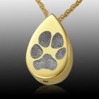 Teardrop Paw 14k Gold Print Cremation Keepsake