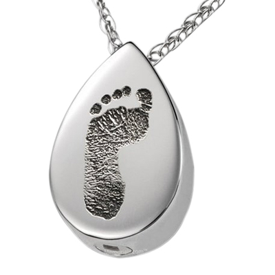 Tearful 14k White Gold Cremation Print Keepsake