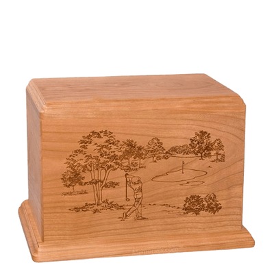 Tee Time Individual Cherry Wood Urn