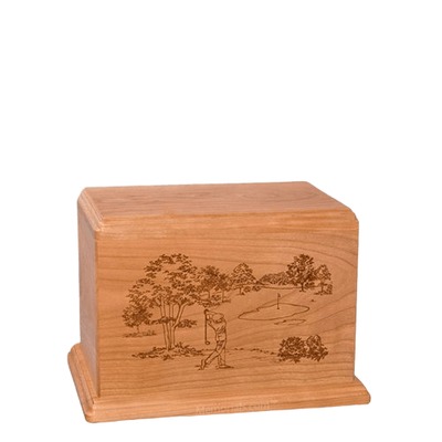 Tee Time Small Cherry Wood Urn