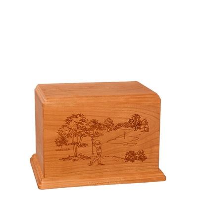 Tee Time Small Mahogany Wood Urn
