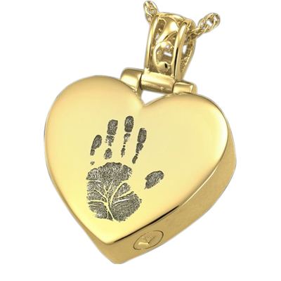 Tender Heart 14k Gold Cremation Print Keepsake