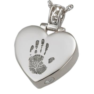 Tender Heart 14k White Gold Cremation Print Keepsake