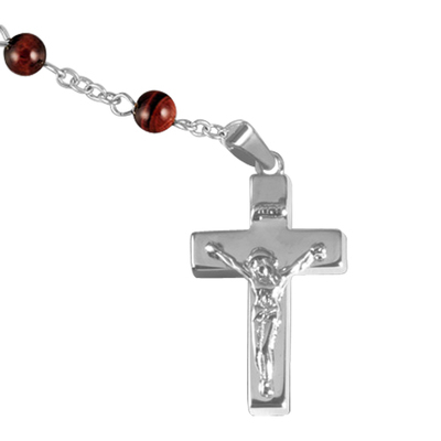 Tiger Eye Silver Cremation Rosary