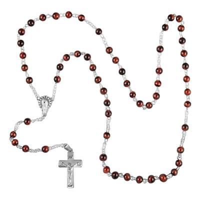 Tiger Eye Silver Cremation Rosary