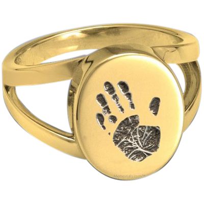 Timeless 14k Gold Cremation Print Ring