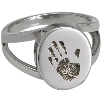 Timeless 14k White Gold Cremation Print Ring