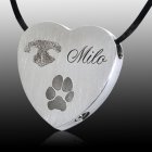 Traditional Heart Pet Stainless Prints Cremation Keepsake
