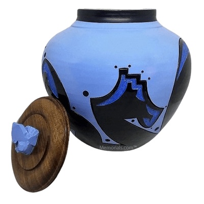 Tribal Blue Cremation Urn