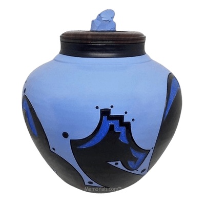 Tribal Blue Cremation Urn