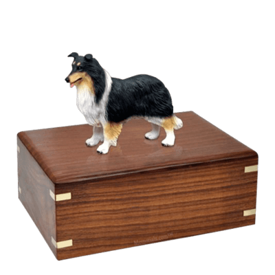 Tricolor Border Collie Large Doggy Urn