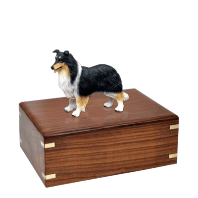 Tricolor Border Collie Medium Doggy Urn