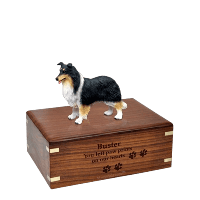 Tricolor Border Collie Small Doggy Urn