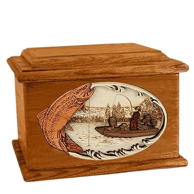 Trout Fishing Mahogany Memory Chest Cremation Urn