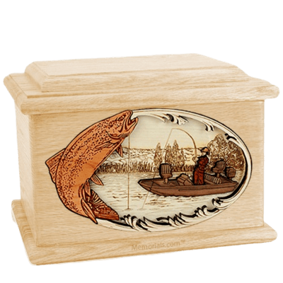 Trout Fishing Maple Memory Chest Cremation Urn