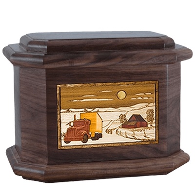 Trucker Walnut Octagon Cremation Urn