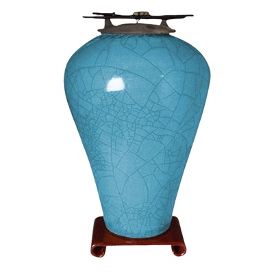 Raku Tall Turquoise Blue Cremation Urns