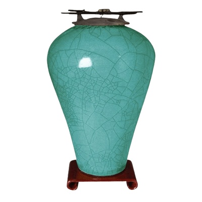 Raku Tall Turquoise Green Cremation Urns