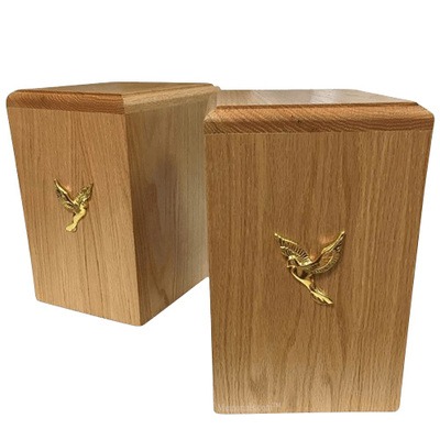 Two Doves Oak Companion Urn