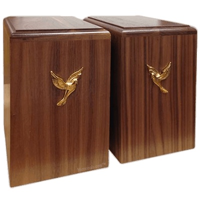 Two Doves Walnut Companion Urn