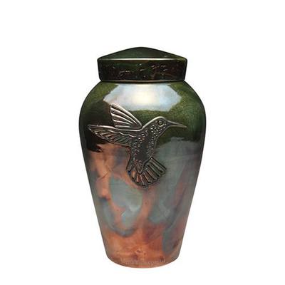 Hummingbird Raku Medium Cremation Urn