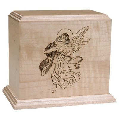 Angel & Child Wood Cremation Urn
