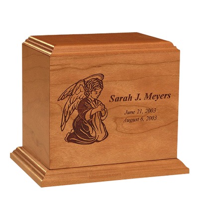 Personalized Angel Wood Children Infant Cremation Urn