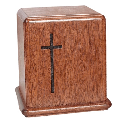 Cross Mahogany Cremation Urn