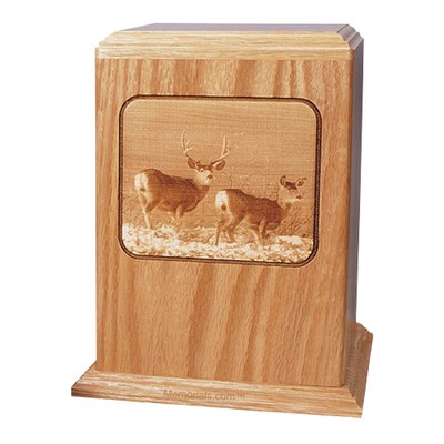 Deer Oak Wood Cremation Urn