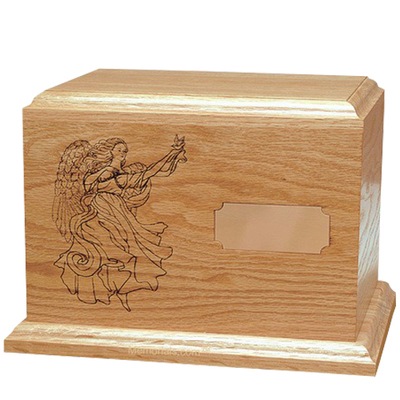 Guardian Angel Oak Wood Cremation Urn
