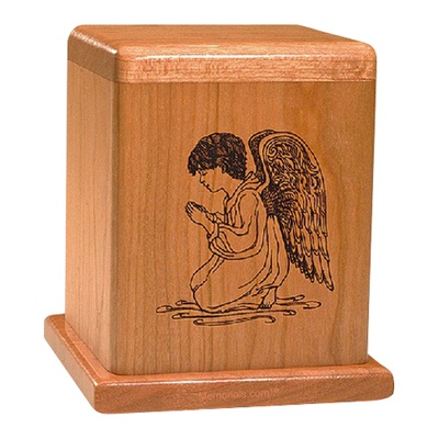 Praying Angel Wood Children Infant Cremation Urn