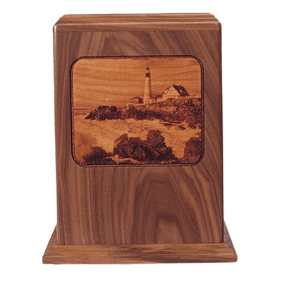 Lighthouse Walnut Wood Cremation Urn