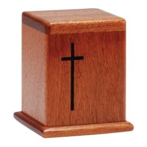 Cross Mahogany Keepsake Cremation Urn