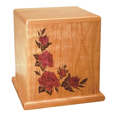 Red Roses Cherry Cremation Urn