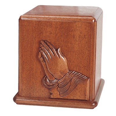 Praying Hands Mahogany Cremation Urn