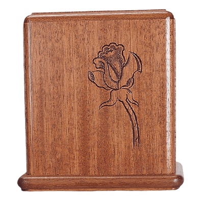 Rose Stem Mahogany Cremation Urn