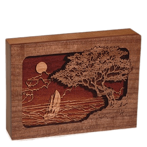 Seascape Walnut Keepsake Cremation Urn