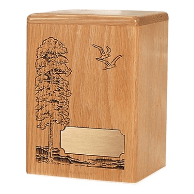 Tree & Doves Wood Children Infant Cremation Urn