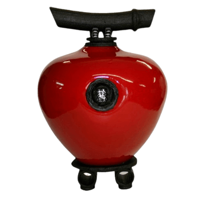 Raku Red Wish Keeper Double Urn