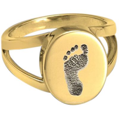 Victorian 14k Gold Cremation Print Ring